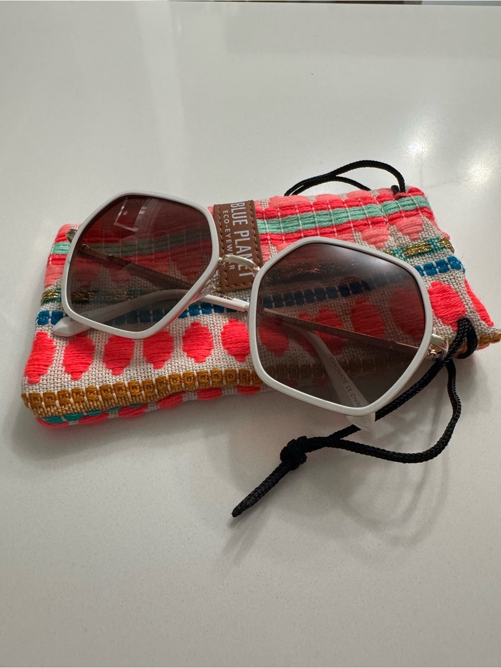 Blue Planet White Frame Sunglasses with Brown Lenses
